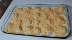Frango gratinado ao molho de leite de coco