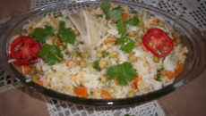 Bacalhau com arroz simples