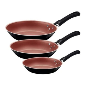 JOGO FRIGIDEIRAS 3PCS CARIBE PRETO - SORTIDOS DE ALUMINIO COM REV ANTIADERENTE E POLIESTER, Tramontina