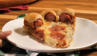 Pizza de cachorro-quente é maravilhosa!