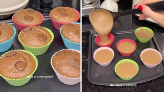 Muffins de banana nanica em uma versão mais saudável, segundo nutricionista: "Sempre faço essa receita no forno, na air fryer não ficou legal"