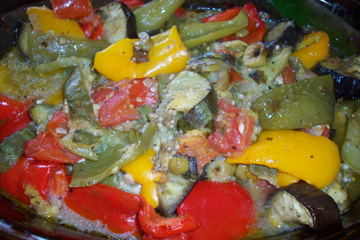 Peixe com legumes ao forno