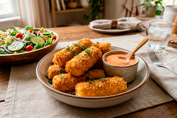 Esse palmito empanado na airfryer se tornou o meu petisco favorito, faço toda semana para acompanhar a salada e é muito fácil!