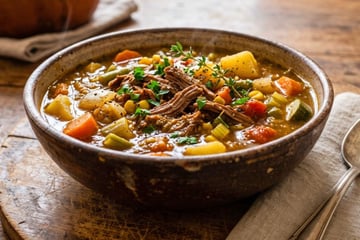 Sopa de legumes com carne desfiada: receita encorpada sem usar farinha