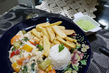 Peixe com legumes ao forno