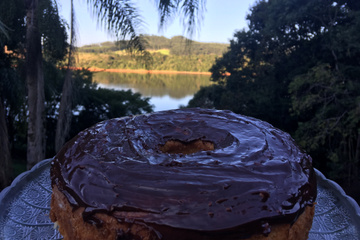 Bolo de laranja de umbigo com casca da Li