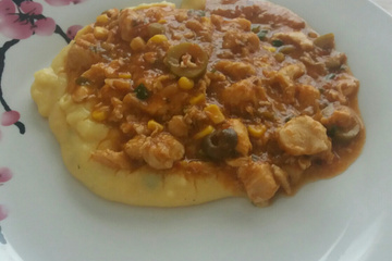 Polenta com frango
