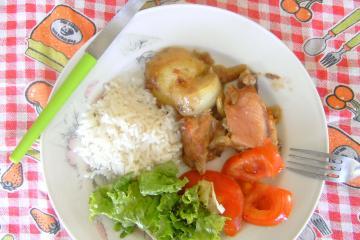 Frango ao creme de cebola