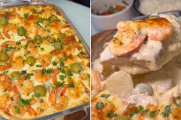 Pirarucu com camarão em uma travessa é a combinação perfeita para a Páscoa: já anota a receita para fazer!