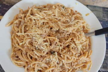 Macarrão com carne moída