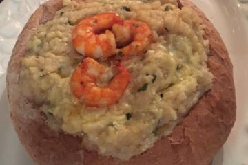 Risoto de Camarão e Gorgonzola no Pão Italiano - Risoto do Feu