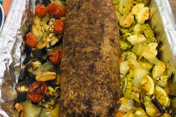 Bolo de carne moída recheado com presunto e mussarela
