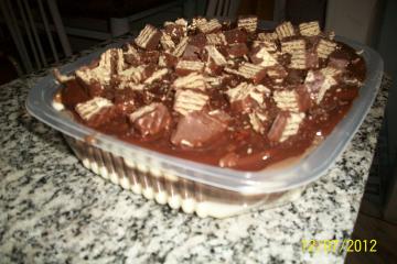 Pavê de chocolate preto e chocolate branco