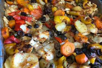 Peixe com legumes ao forno