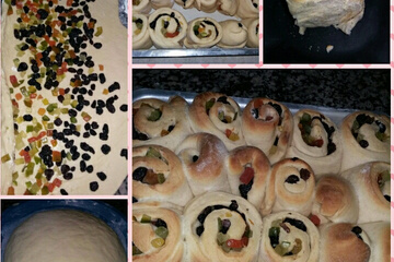 Rosca de frutas cristalizadas com uva passas