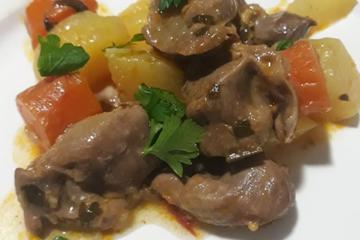 Moela de frango com batata