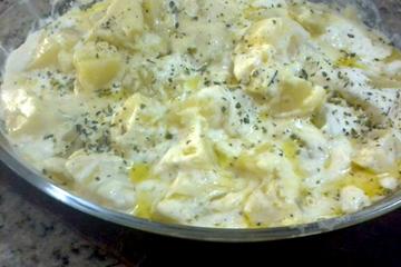 Batata gratinada cozida no leite