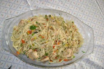 Macarrão alho e óleo com frango
