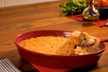 Camarão cremoso gratinado