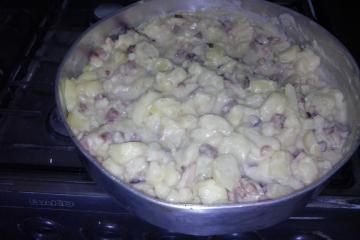 Batata cremosa com bacon