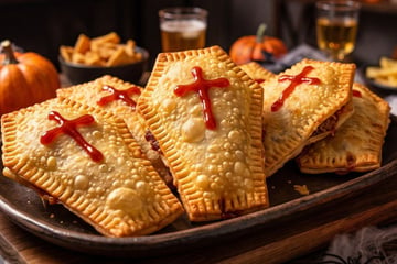 Pastel de Halloween em forma de caixão frito no óleo ou na airfryer