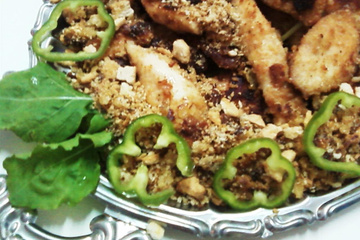 Frango assado com farofa crocante