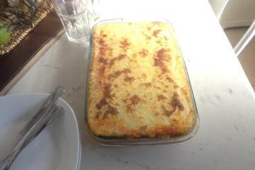 Bife à parmegiana com purê