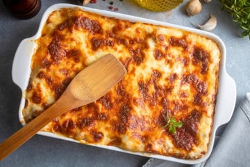 Lasanha sem glúten à bolonhesa - massa de crepe de polvilho