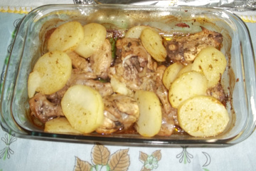 Frango assado com batata