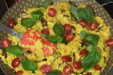 Risoto de linguiça calabresa