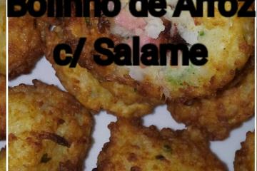Bolinho de arroz com salame