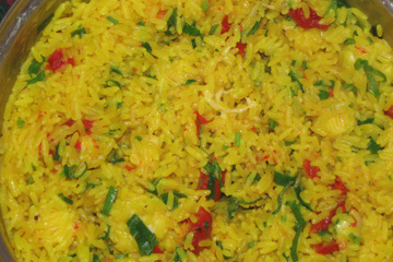 Arroz com açafrão, tomate seco e mussarela