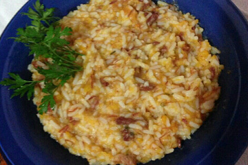Risoto de carne seca com abóbora