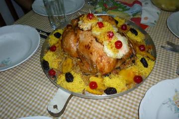 Chester com farofa de frutas