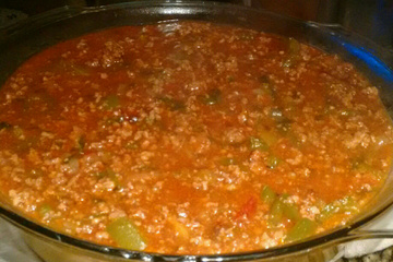 Polenta com molho de carne moída