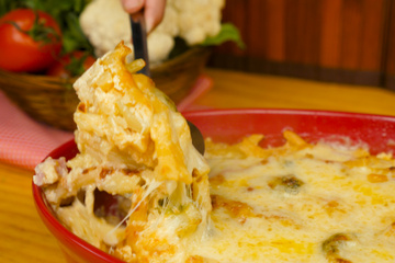 Macarrão ao leite gratinado