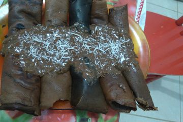 Panqueca doce de chocolate e banana