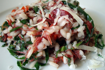 Risoto de carne seca com couve