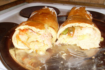 Pão recheado com presunto