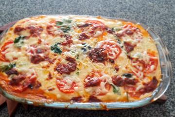 Filé de tilápia com batatas e requeijão ao forno