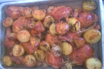 Frango assado com batata