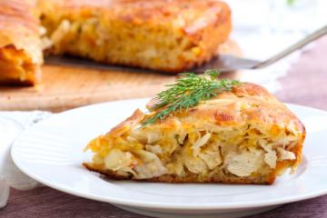 Torta de frango e palmito com requeijão 