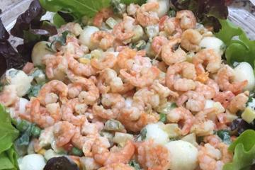 Salada de camarão rosa