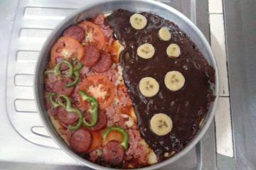 Pizza meio a meio com fermento químico