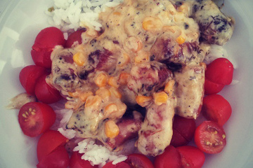 Lingüiça de frango com requeijão