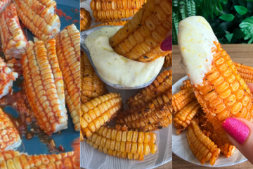 Melhor que milho de praia: faça essa versão tostada na airfryer e depois é só mergulhar no molho