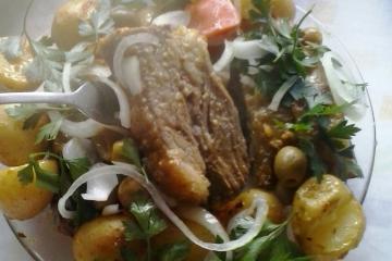 Fraldinha com mostarda e batata portuguesa