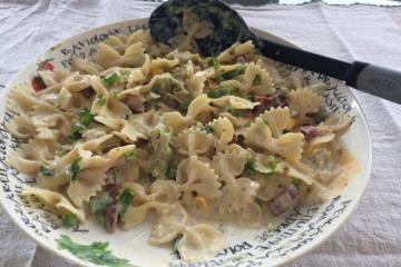Macarrão com brócolis e creme branco