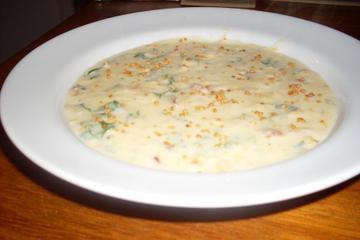 Sopa creme de milho e bacon