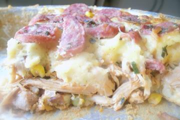 Torta cremosa de frango de liquidificador